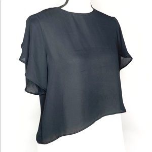 14TH & UNION Black & White Overlay Blouse Size XS